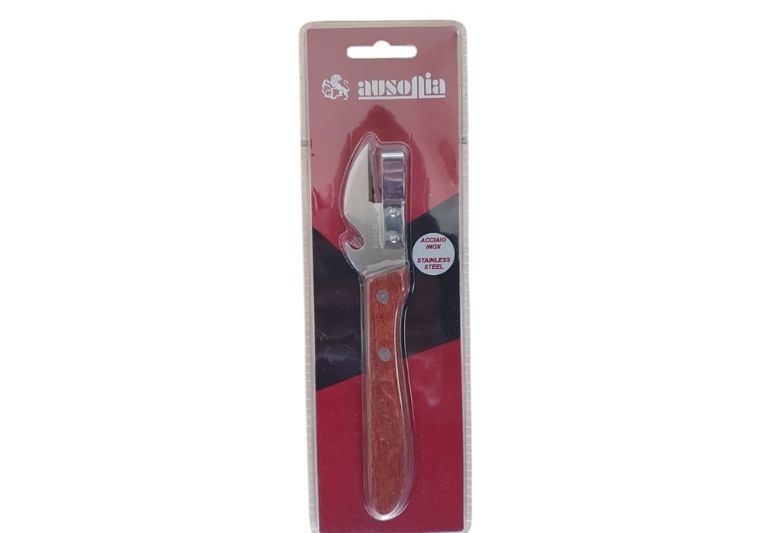 Apriscatole in acciaio inox e manico di palissandro Ausonia. | Acquista su ferramentabeniamino.it