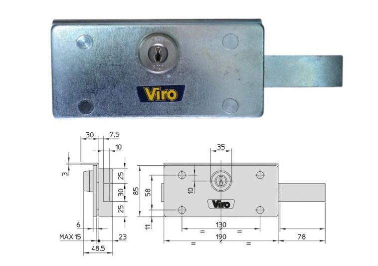 Misure serratura blindata per serranda e porta in ferro 4201 Viro. | Acquista su ferramentabeniamino.it
