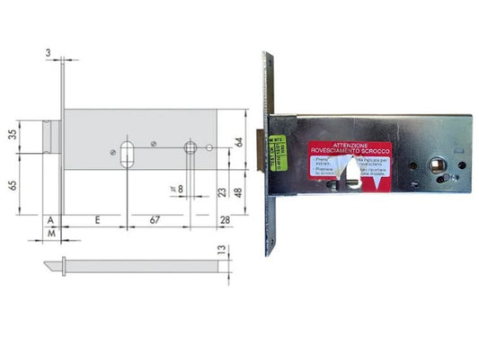 Serratura F64 con scrocco e mandata Cisa. | Acquista su ferramentabeniamino.it