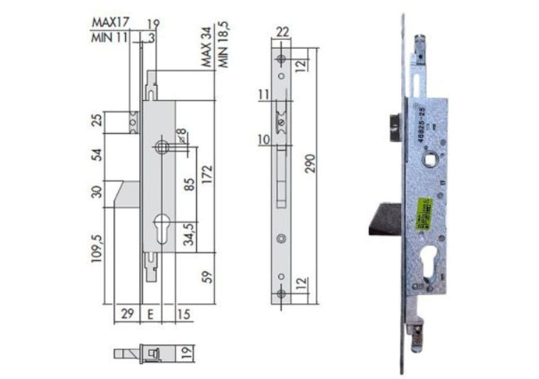 Serratura infilare triplica con scrocco e mandata Cisa 46825. | Acquista su ferramentabeniamino.it