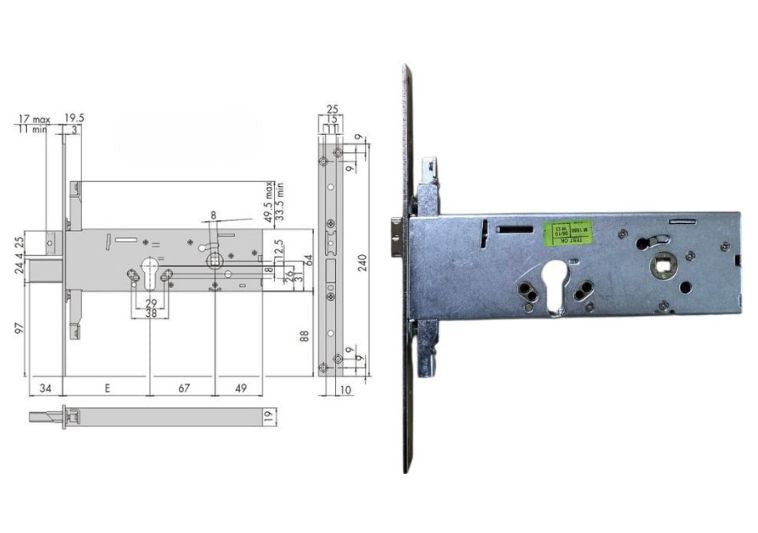 Serratura infilare triplica a doppia mappa con scrocco e mandata Cisa 56358. | Acquista su ferramentabeniamino.it