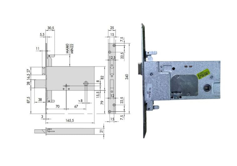 Serratura infilare triplica a doppia mappa con scrocco e mandata Cisa 57318. | Acquista su ferramentabeniamino.it