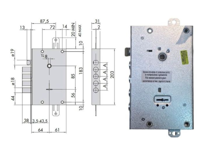 Serratura per porta blindata E.64 int.28 Cisa 57515. | Acquista su ferramentabeniamino.it