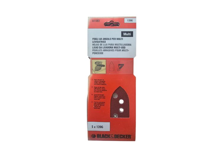 5 Fogli ad angolo per levigatrice multi 120G Black & Decker. | Acquista su ferramentabeniamino.it