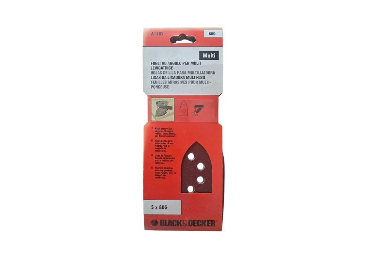 5 Fogli ad angolo per levigatrice multi 80G Black & Decker. | Acquista su ferramentabeniamino.it