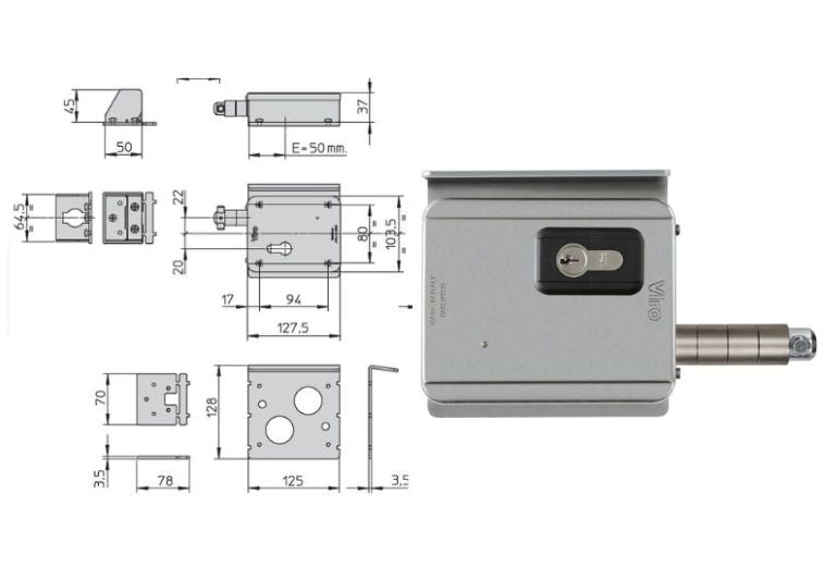 Misure serratura elettrica per cancelli scorrevoli Viro V09. | Acquista su ferramentabeniamino.it