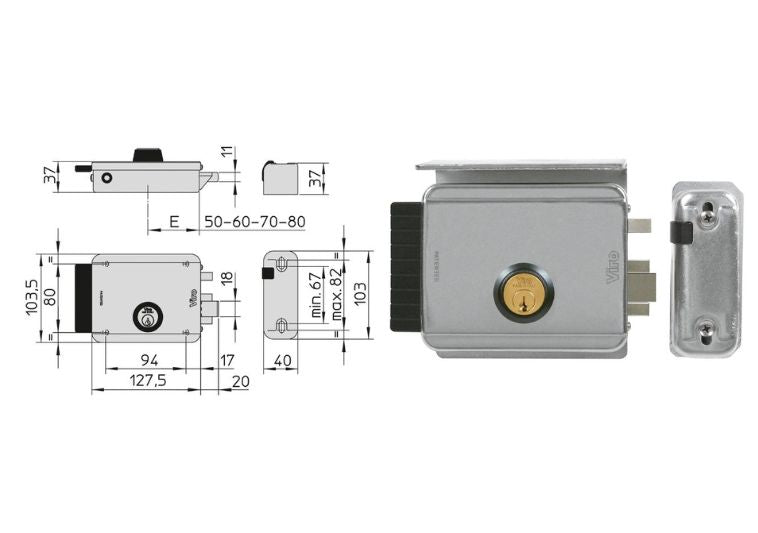 Misure serratura elettrica con mandat a Block-out Viro. | Acquista su ferramentabeniamino.it