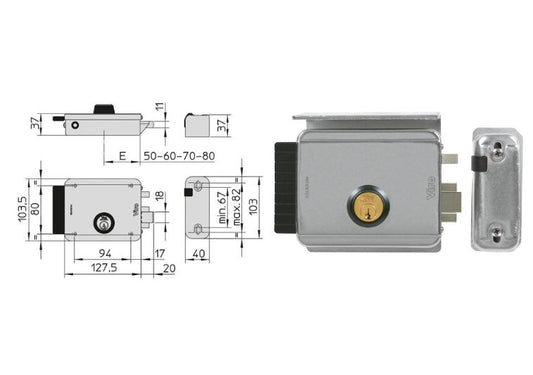 Misure serratura elettrica con mandat a Block-out Viro. | Acquista su ferramentabeniamino.it