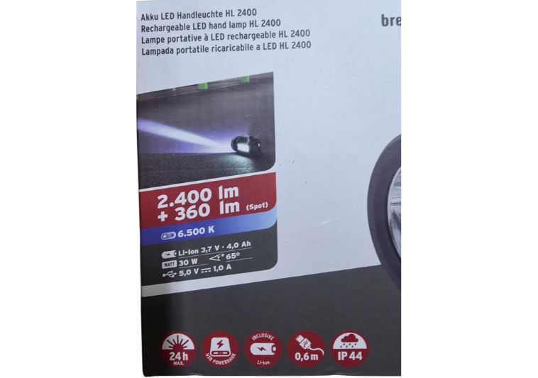 Caratteristiche lampada portatile ricaricabile a LED HL 2400 Brennenstuhl. | Acquista su ferramentabeniamino.it