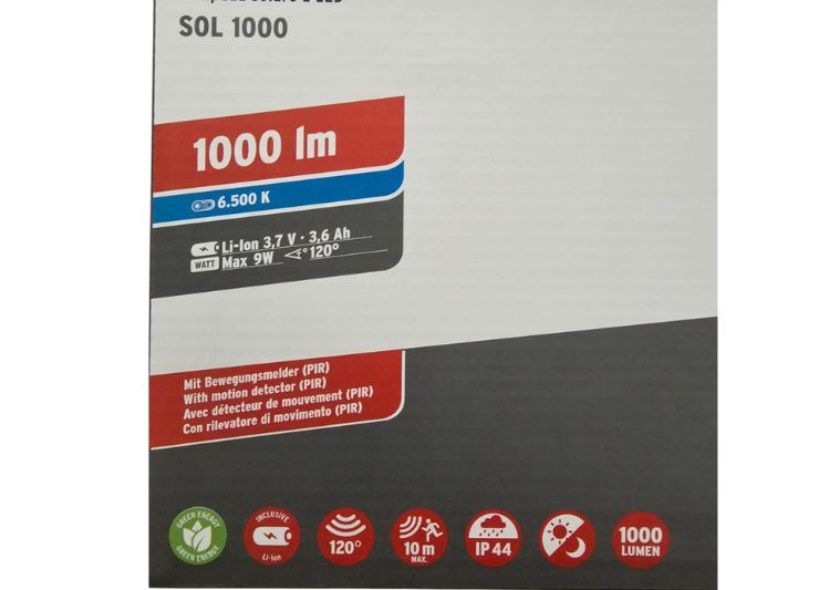 Caratteristiche lampada solare a LED Brennenstuhl SOL 1000. | Acquista su ferramentabeniamino.it