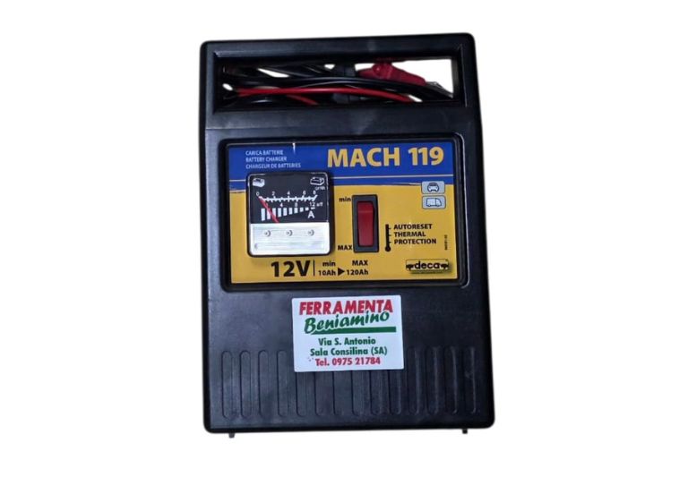 Caricabatterie Mach_119 Deca per batterie a 12Volt da 10Ah ad un massimo di 120Ah e con la possibilità di decidere se a carica lenta o veloce. | Acquista su ferramentabeniamino.it