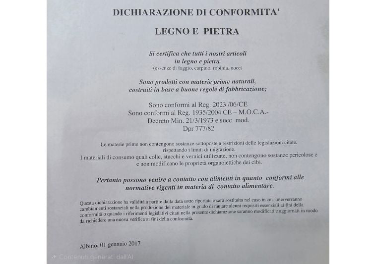 Dichiarazione di conformità legno e pietra Euroceppi. | Acquista su ferramentabeniamino.it
