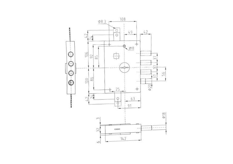 Esploso con misure serratura per porta blindata a doppia mappa int.37 E.60 Dx Dierre. | Acquista su ferramentabeniamino.it