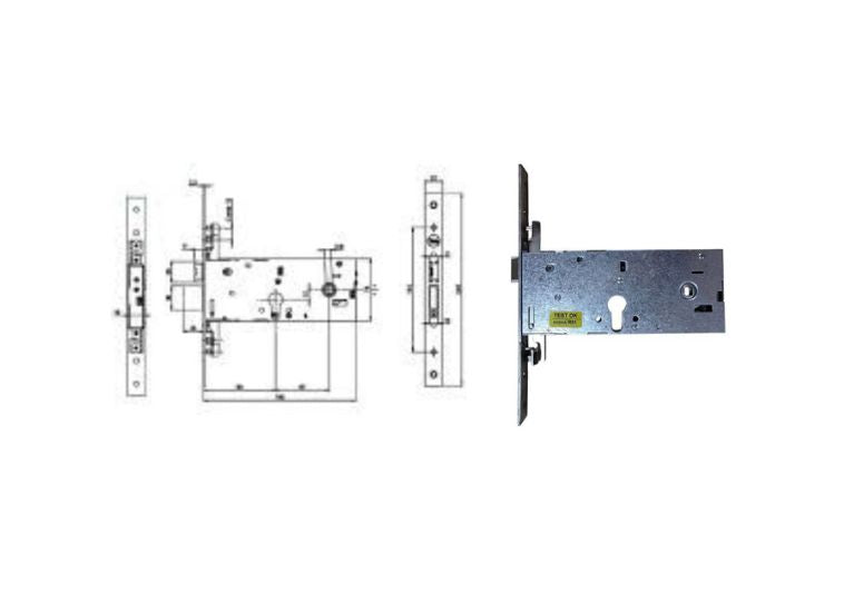 Esploso con misure + serratura infilare triplice profilo europeo 94000 Yale. | Acquista su ferramentabeniamino.it