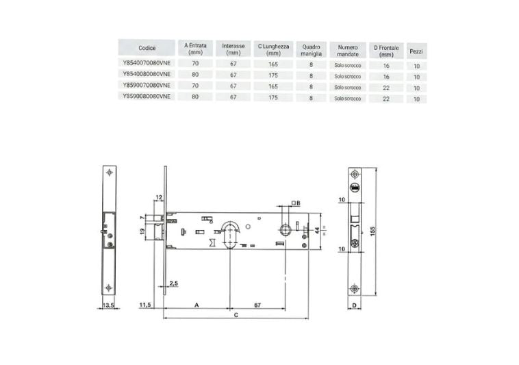 F.44 elettrica misure ed esploso Yale. | Acquista su ferramentabeniamino.it