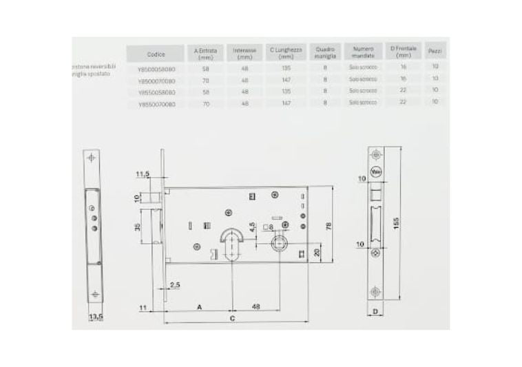 F.84 elettrica corta misure ed esploso Yale. | Acquista su ferramentabeniamino.it