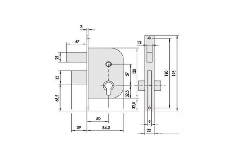 Misure serratura per cancelli da infilare Cisa.| Acquista su ferramentabeniamino.it