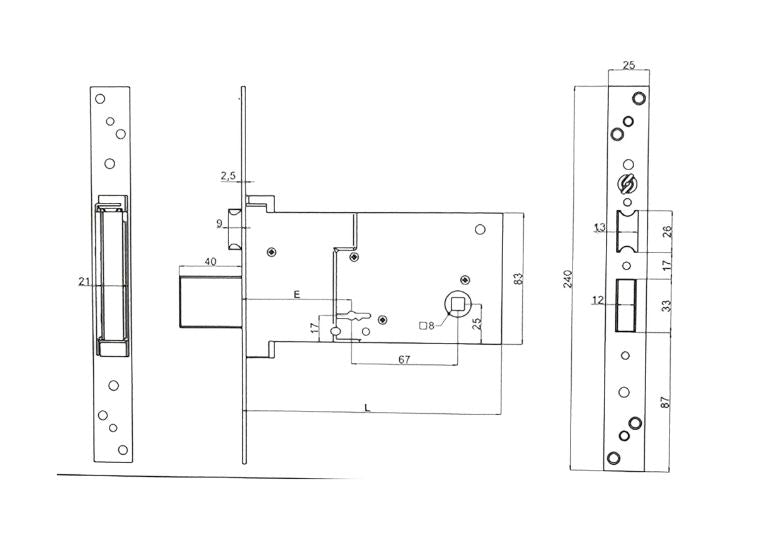 Misure serratura infilare a doppia mappa con scrocco e mandata Securemme 2010. | Acquista su ferramentabeniamino.it