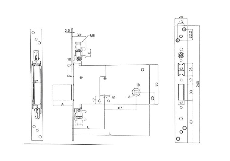 Misure serratura infilare triplica a doppia mappa con scrocco e mandata Securemme 2008. | Acquista su ferramentabeniamino.it