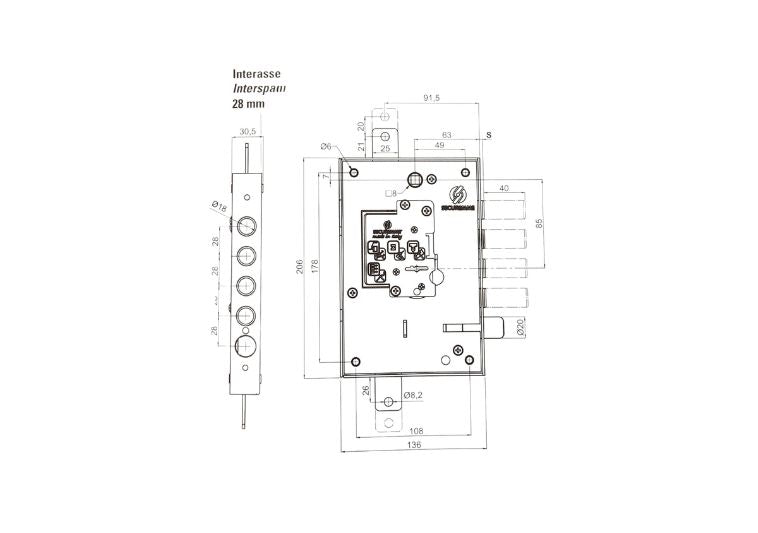 Misure serratura per porta blindata dx Securemme. | Acquista su ferramentabeniamino.it
