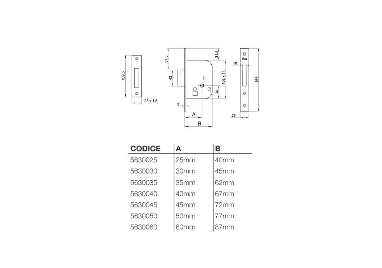 Serie 563 misure ed esploso Yale. | Acquista su ferramentabeniamino.it