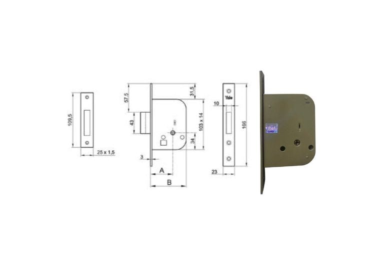 Serie 563 misure ed esploso serratura Yale. | Acquista su ferramentabeniamino.it