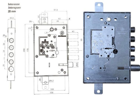 Serratura per porte blindate sporgenza + 13 mm Securemme E.63 DM dx. | Acquista su ferramentabeniamino.it
