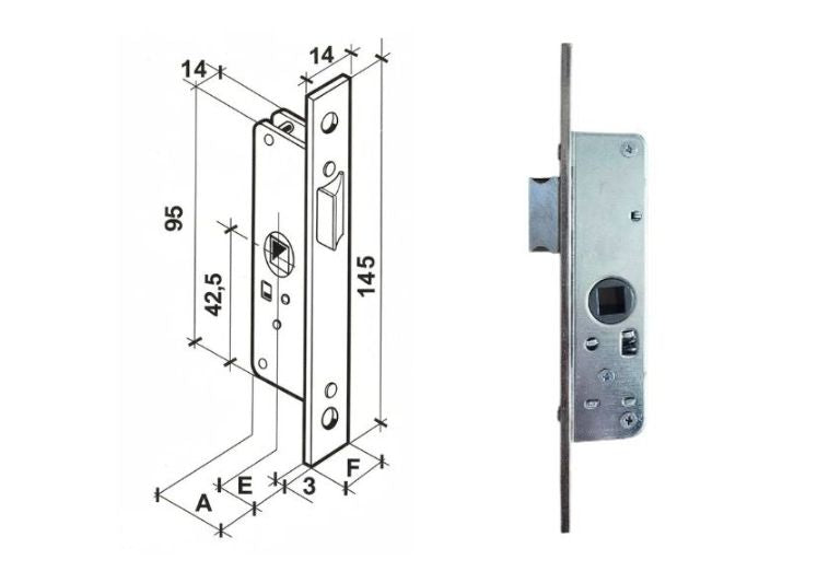 Serratura infilare solo maniglia quadro 8mm. Facchinetti. | Acquista su ferramentabeniamino.it
