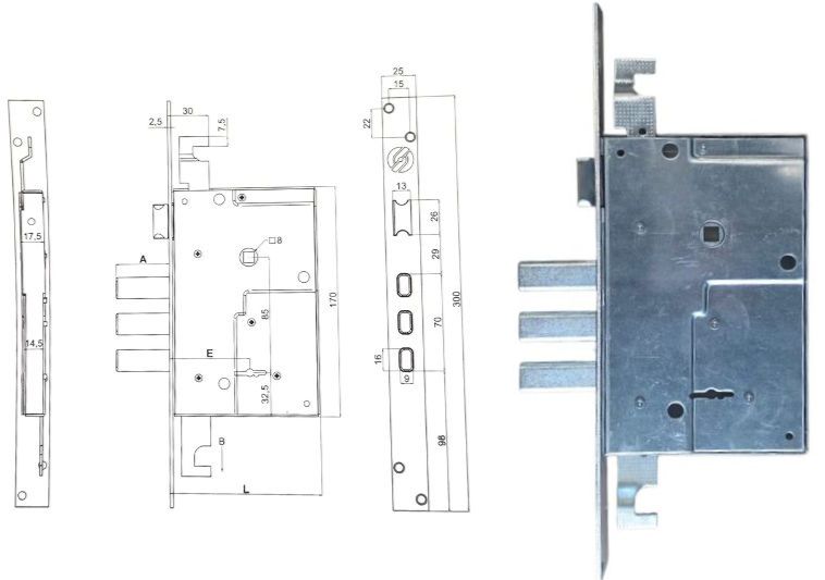 Serratura triplice doppia mappa per legno E.60 Securemme. | Acquista su ferramentabeniamino.it