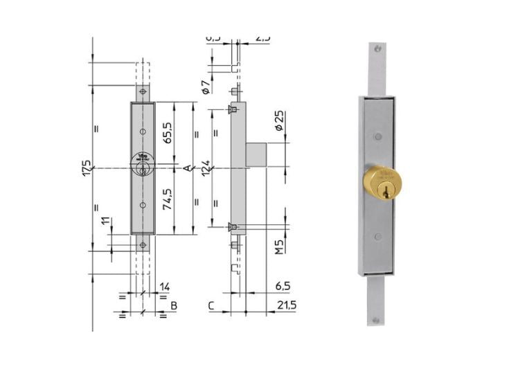 Misure serratura per cancelletto Viro 1.8301. | Acquista su ferramentabeniamino.it