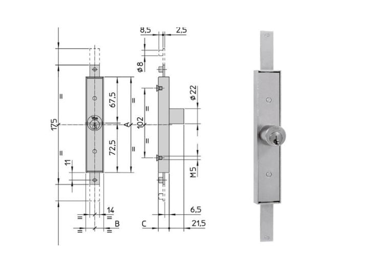 Misure serratura per cancelletto Viro 8300. | Acquista su ferramentabeniamino.it