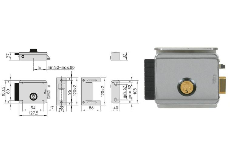 Misure serratura elettrica per cancello con apertura esterna. | Acquista su ferramentabeniamino.it