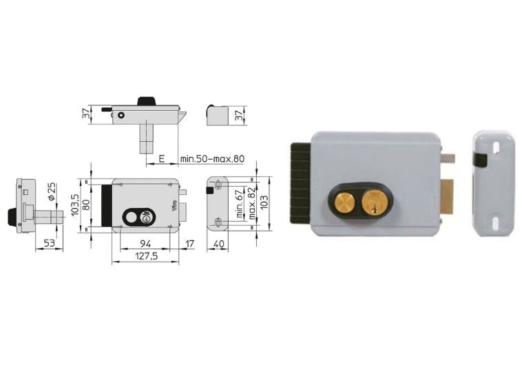 Misura serratura elettrica applicare Viro V97 con pulsante. | Acquista su ferramentabeniamino.it
