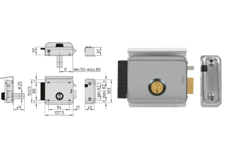 Misure serratura elettrica per cancelli V97 Viro. | Acquista su ferramentabeniamino.it