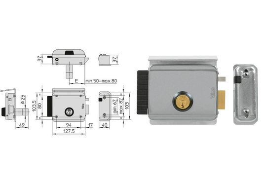 Misure serratura elettrica per cancelli V97 Viro. | Acquista su ferramentabeniamino.it